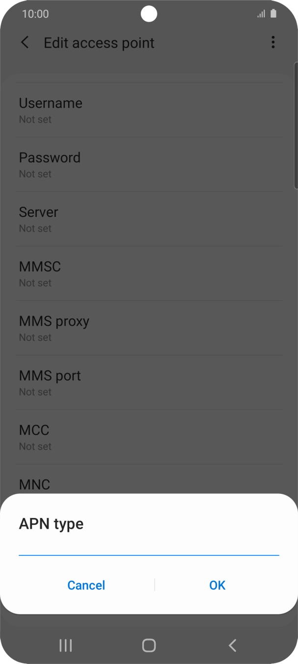 Key in default and press OK. Key in default and press OK.
