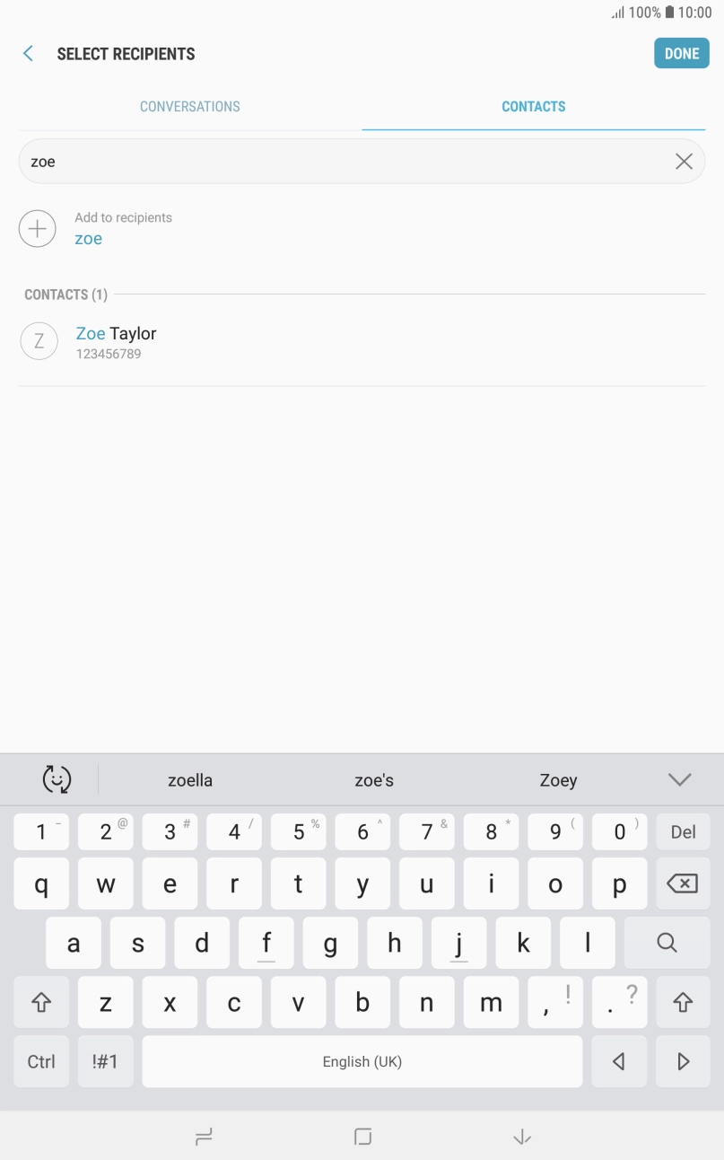 Press the required contact.