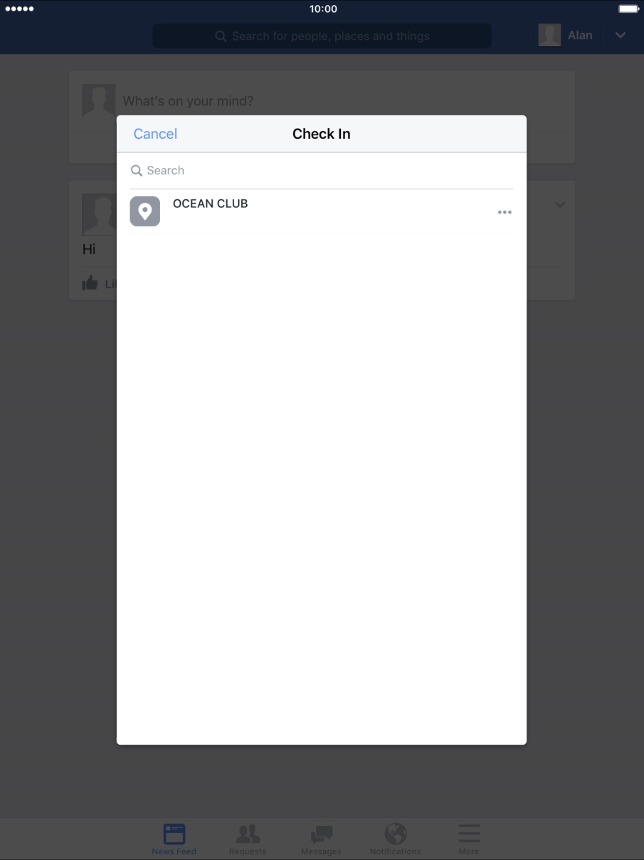 Press the search field.