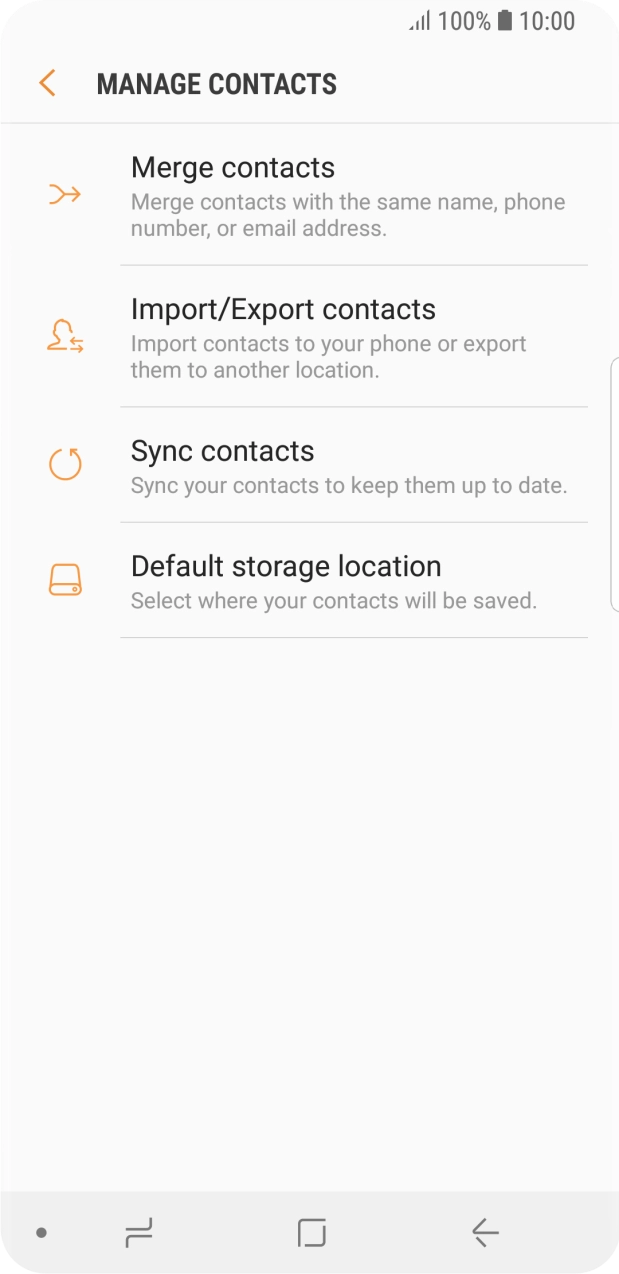 Press Import/Export contacts. Press Import/Export contacts.