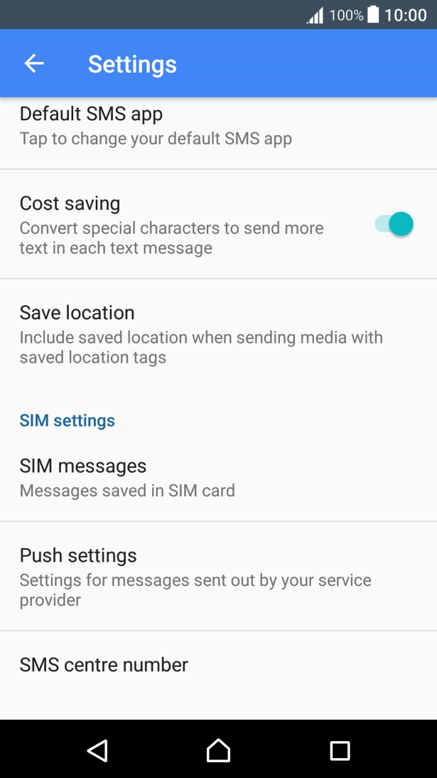 Press SMS centre number.