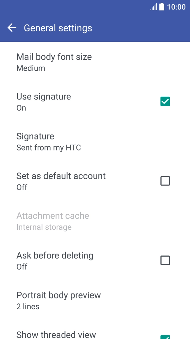 Press Set as default account to select the email account as your default account. Press Set as default account to select the email account as your default account.