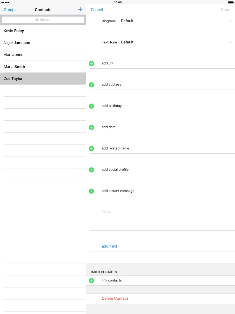 Press link contacts....