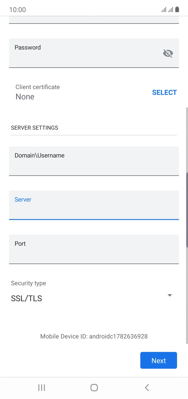 Press Port and key in the port number.