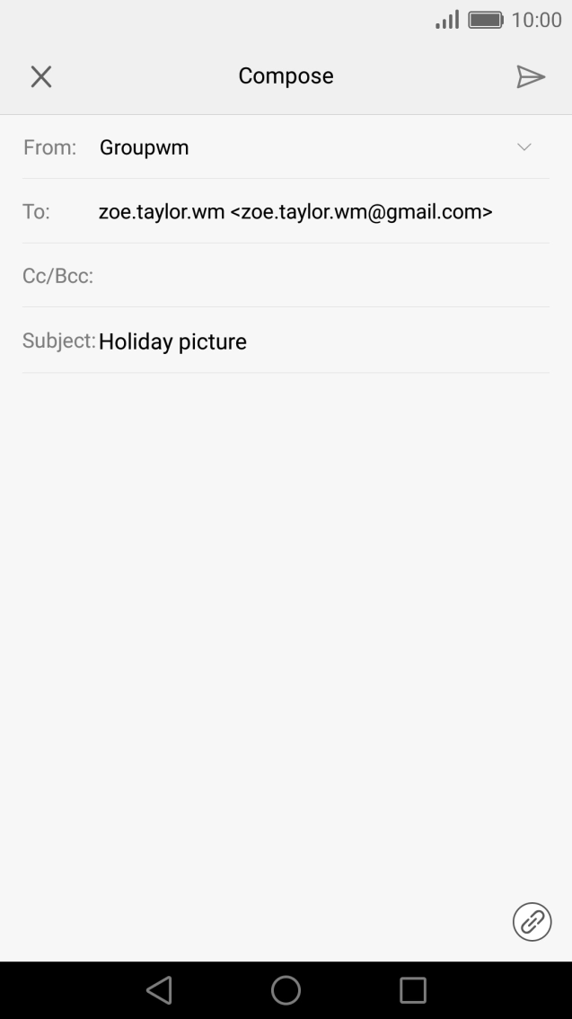 Press the text input field and write the text for your email.