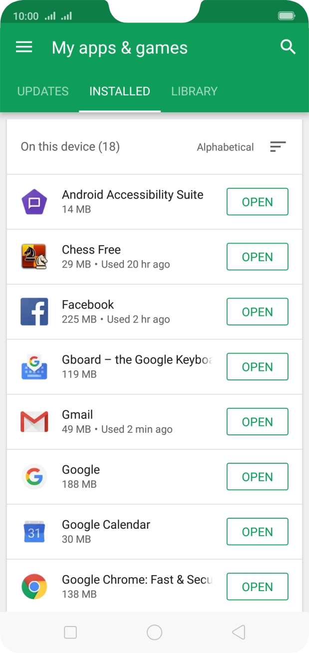 Press the required app.