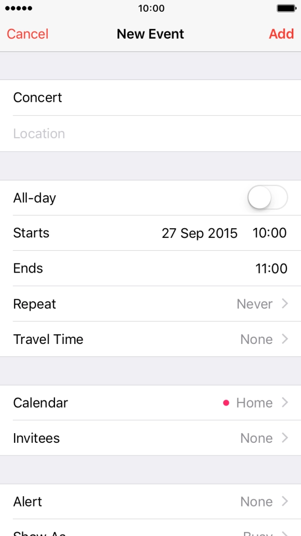 Press Starts and select the required start time.