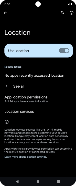 Press App location permissions. Press App location permissions.