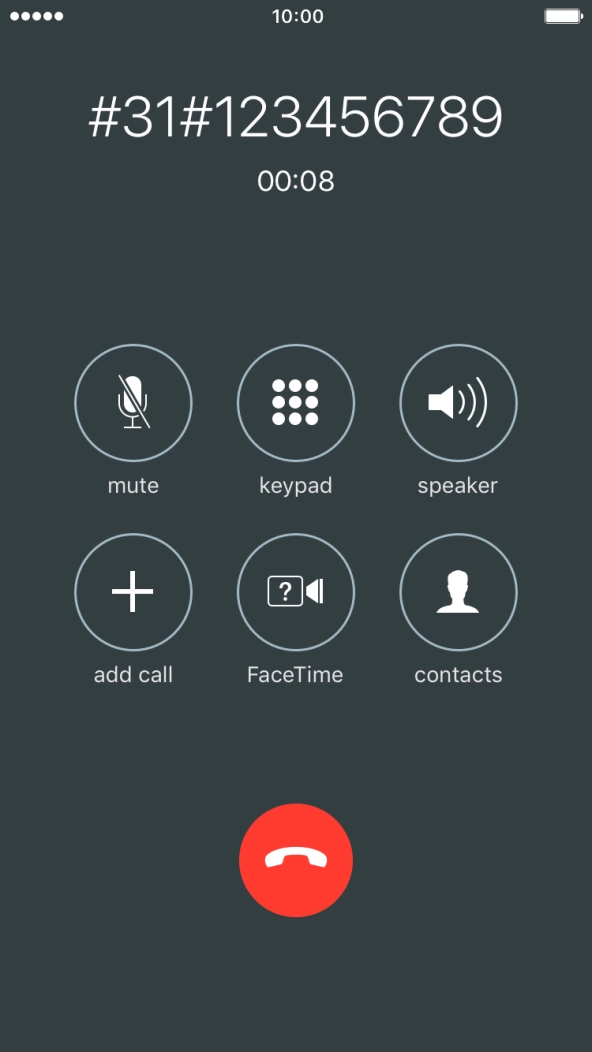 Press the end call icon. Press the end call icon.