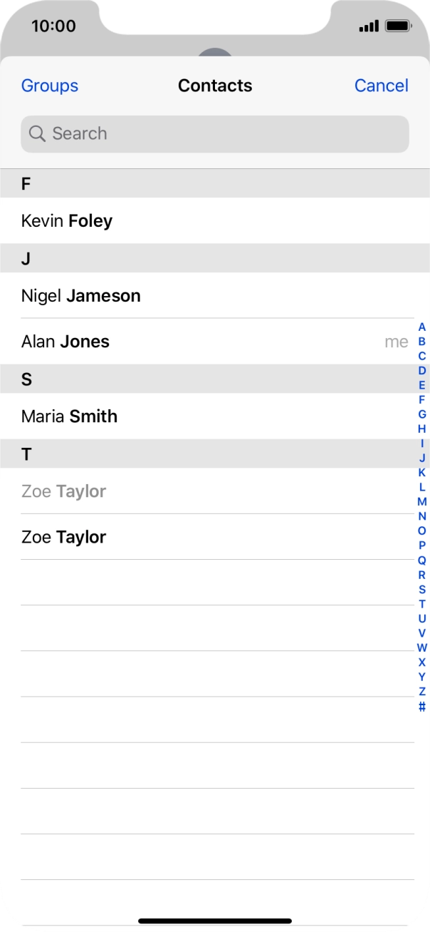 Press the required contact.
