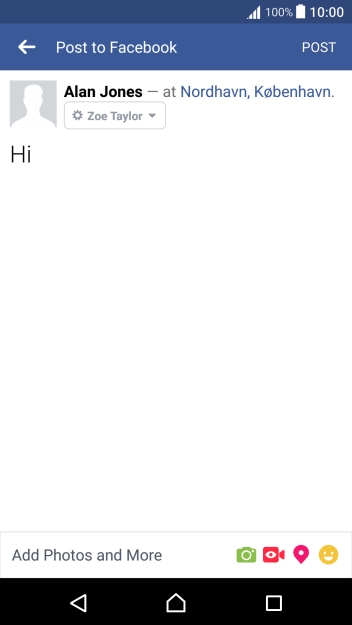 Write the required text and press POST.