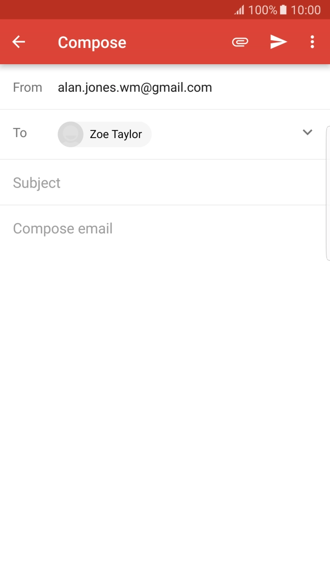 Press Subject and key in a subject for the email.