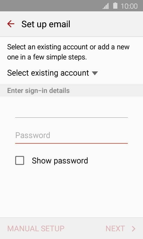 Press Password and key in the password for your email account.