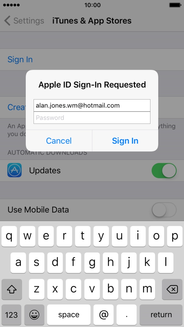 Press Password and key in the password for your Apple ID.