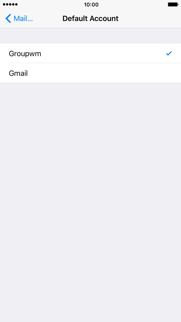 Press the required email account to select the email account as your default account.