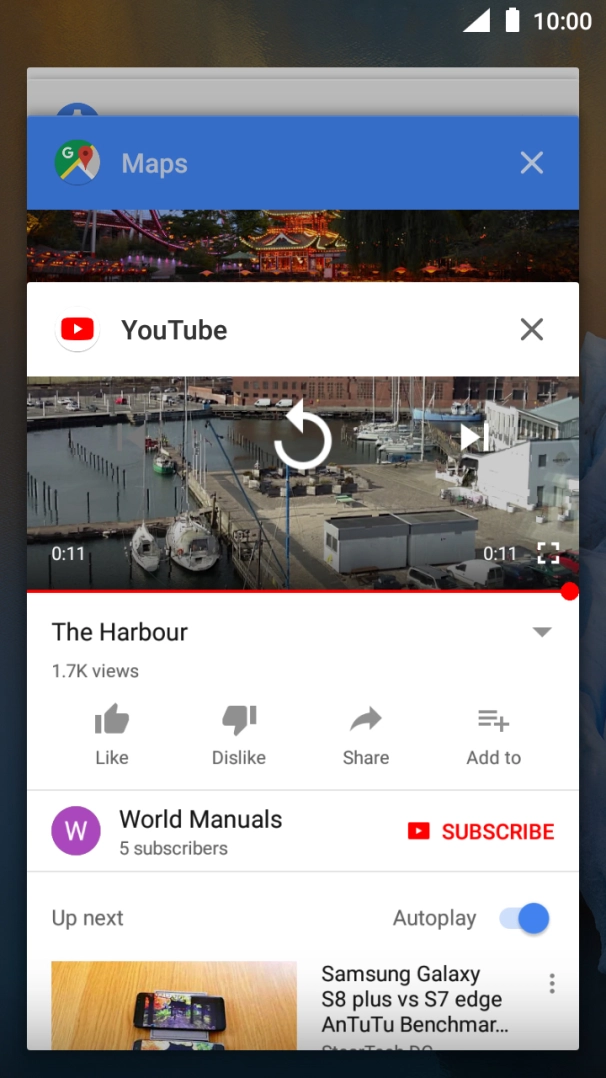 To end one running application, slide your finger right on the required application.