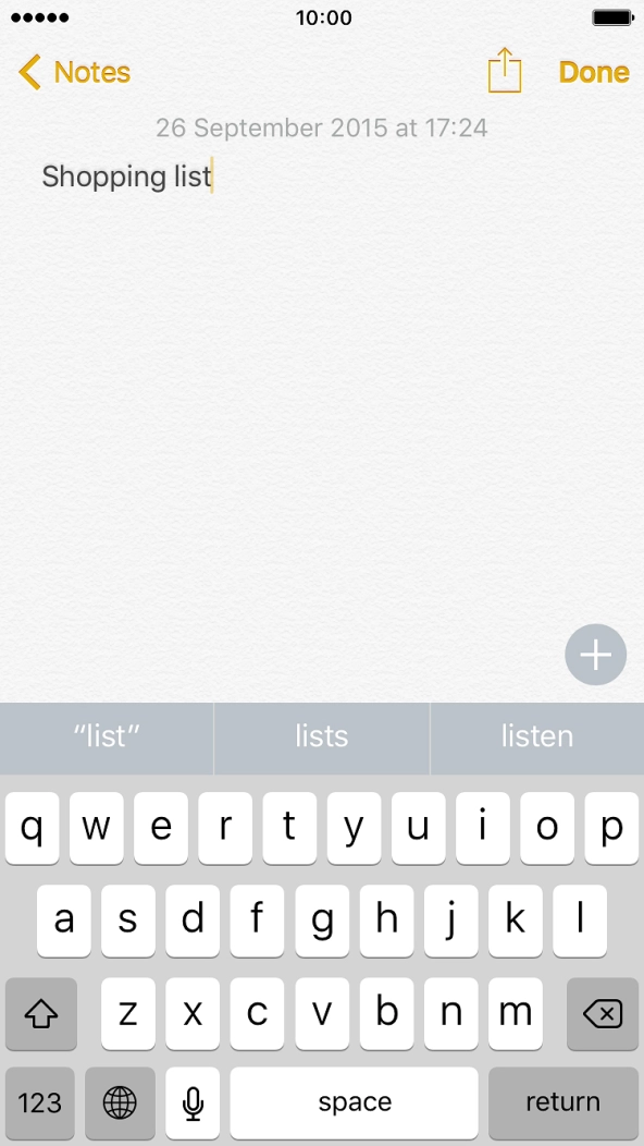 Press the add content icon and follow the instructions on the screen to add additional content to your note.