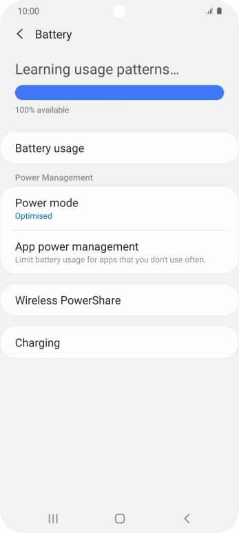 Press Power mode. Press Power mode.
