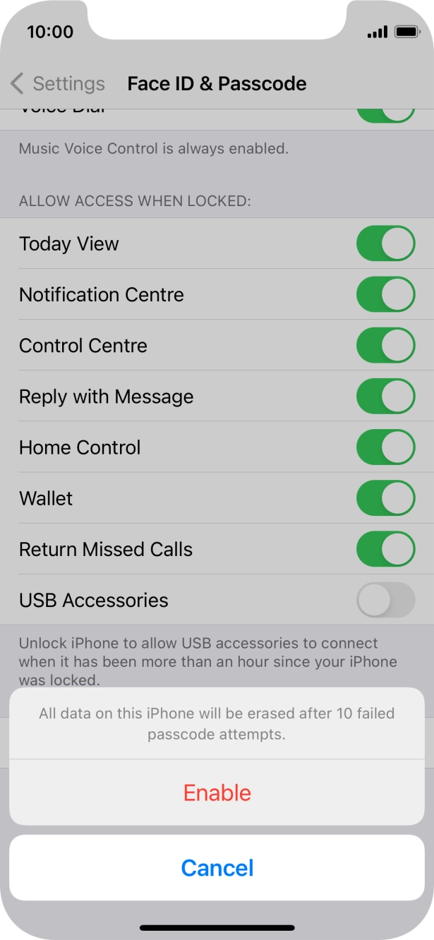 If you turn on the function, press Enable.