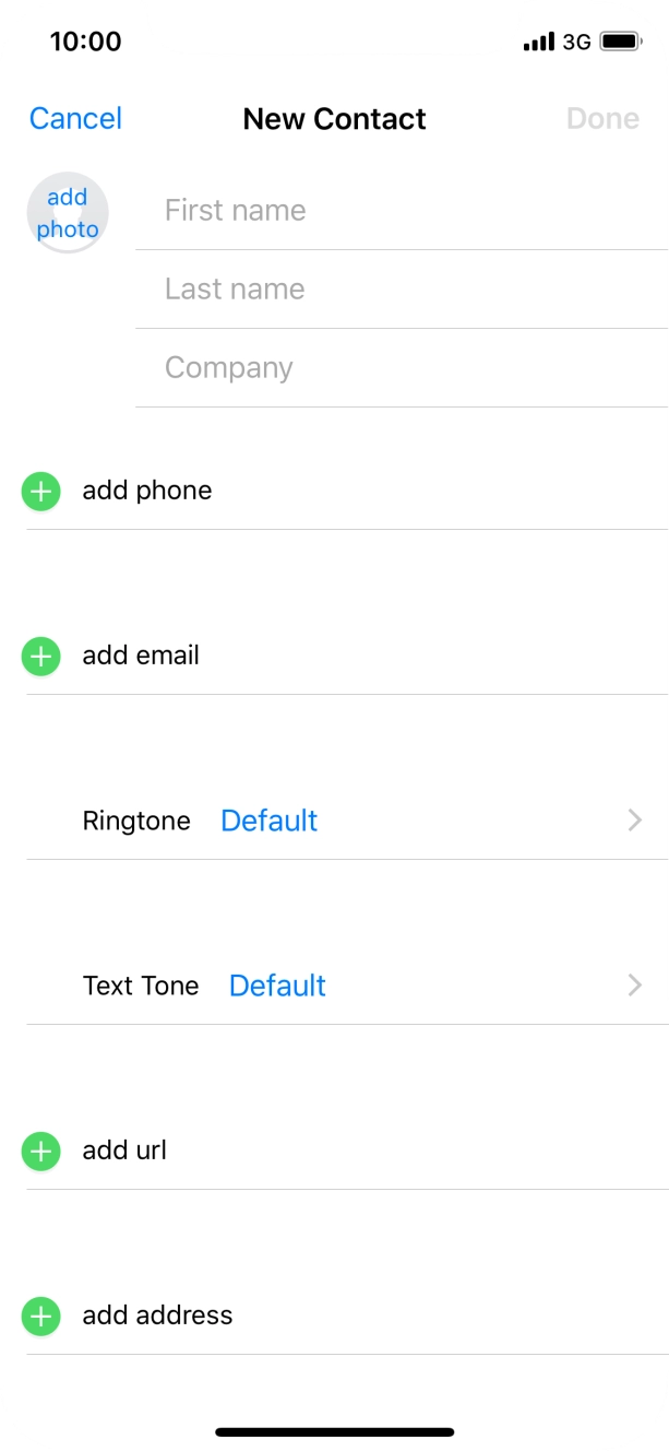 Press First name and key in the first name. Press First name and key in the first name.