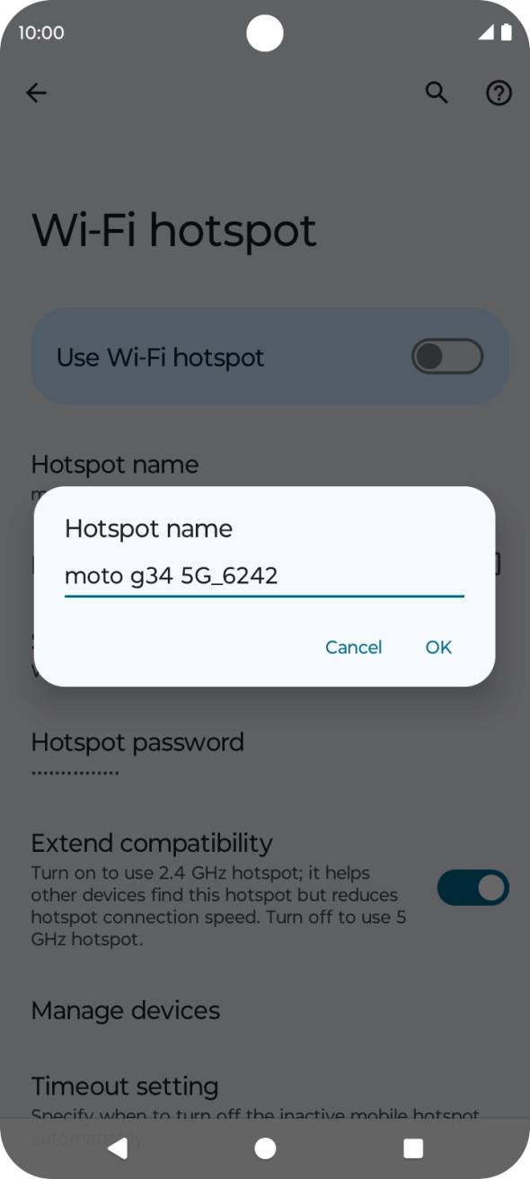 Key in the required Wi-Fi hotspot name and press OK. Key in the required Wi-Fi hotspot name and press OK.