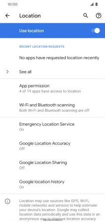Press Google Location Accuracy. Press Google Location Accuracy.