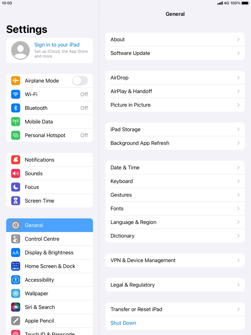 Press Sign in to your iPad. Press Sign in to your iPad.