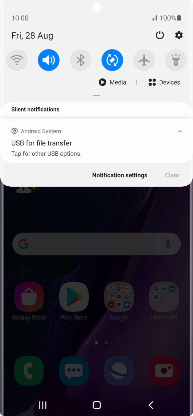 Press Tap for other USB options..