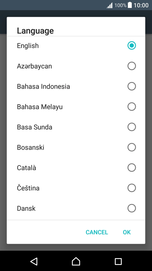Press the required language.