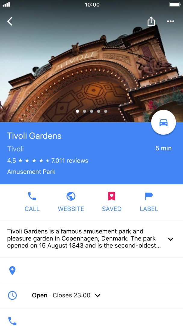 Press the travel information icon.