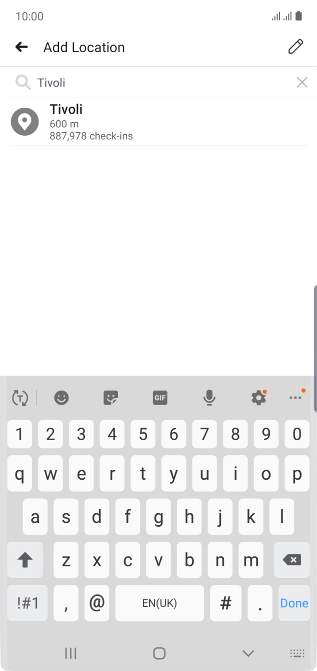 Press the required location.