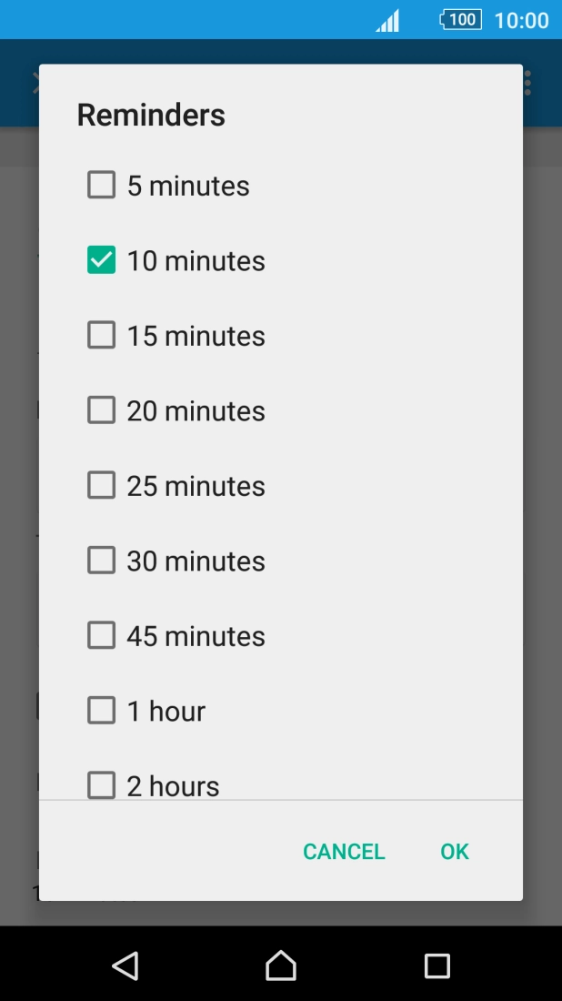 Press the required reminder.