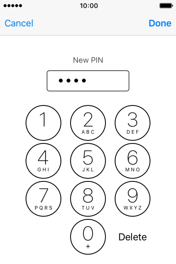 Key in a new four-digit PIN and press Done.