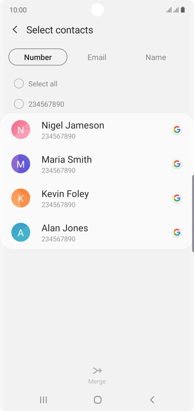 Press the field next to the required number.
