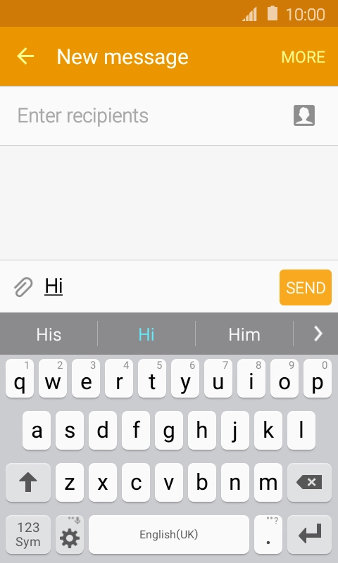 Press the required word to insert it.