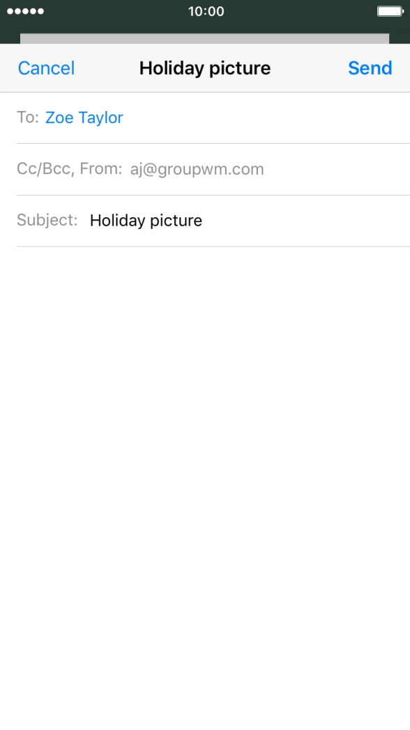 Press the text input field and write the text for your email.