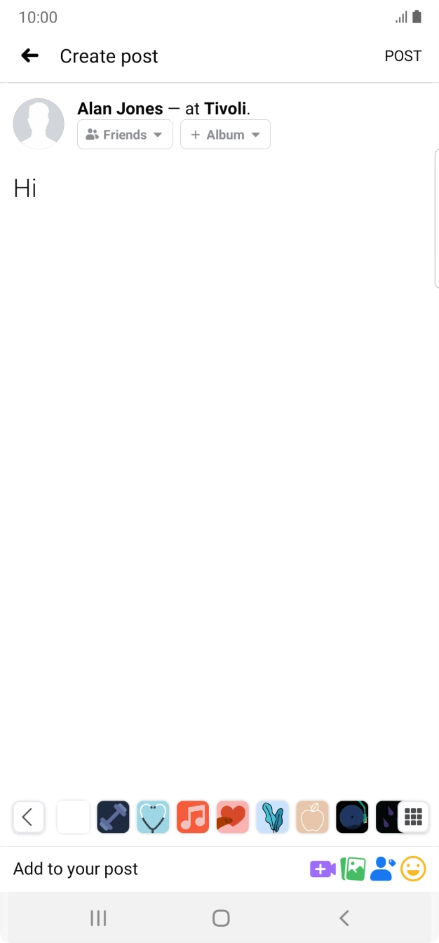 Write the required text and press POST.