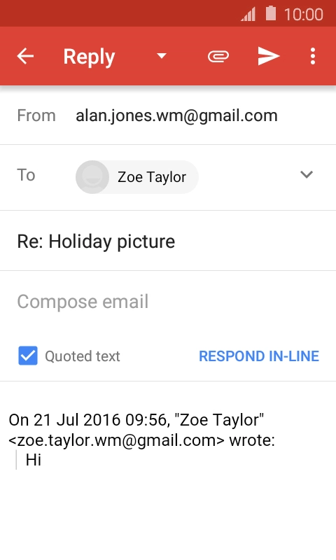 Press the text input field and write the required text.