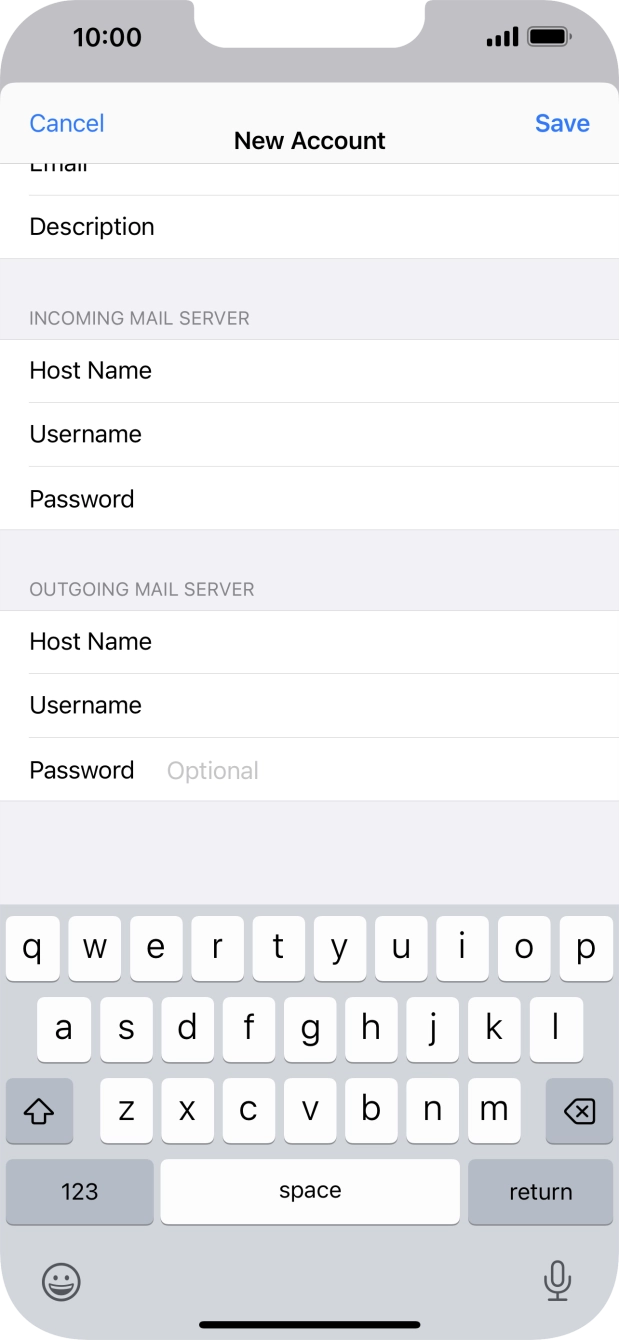 Press Password and key in the password for your email account.