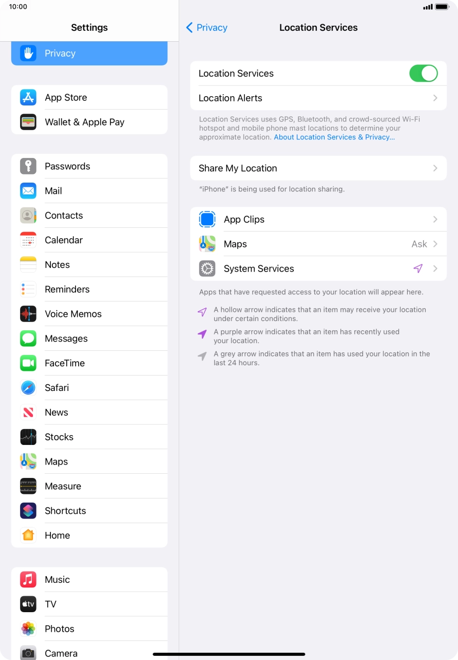 Press the required application.