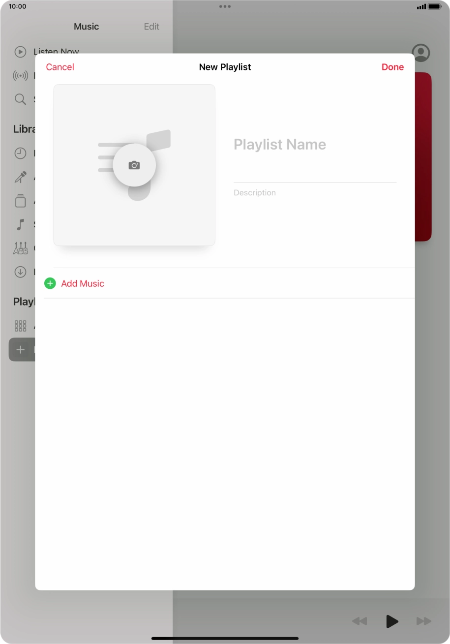 Press the text input field and key in a name for the playlist.
