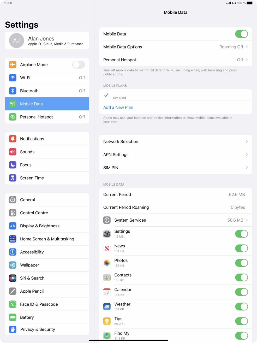 Press Mobile Data Options.