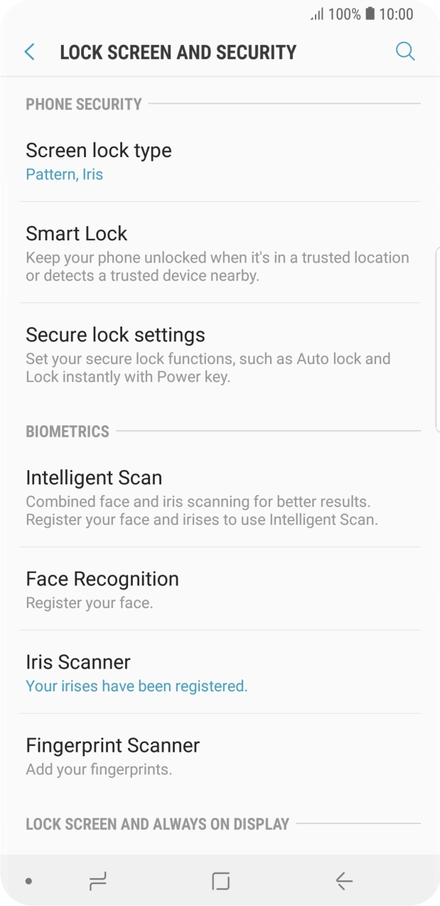 Press Screen lock type and key in the additional phone lock code you created earlier.