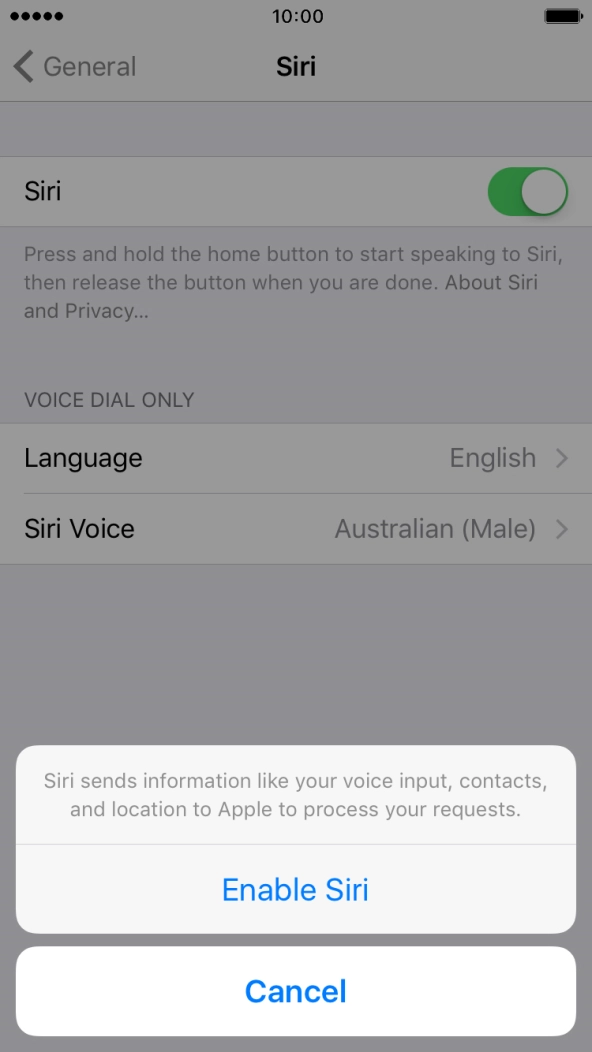 Press Enable Siri.