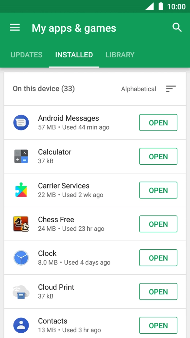 Press the required app.