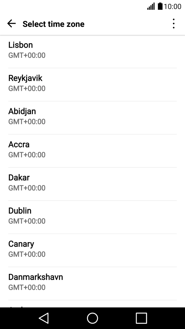Press the required time zone.
