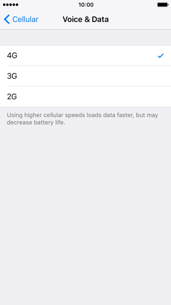 Press the required network mode.