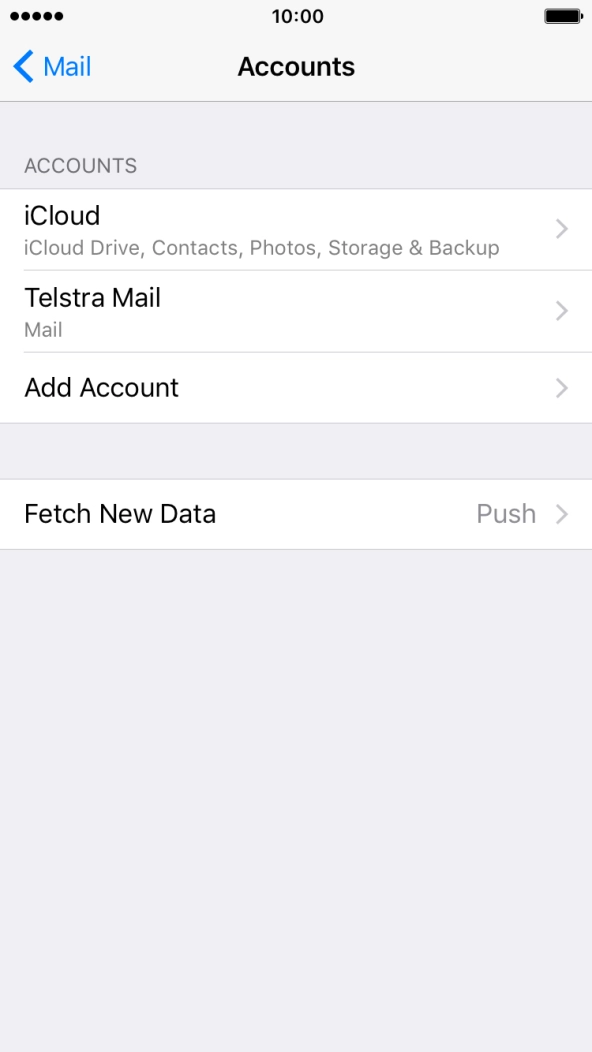 Press the name of the Telstra email account you've just set up.