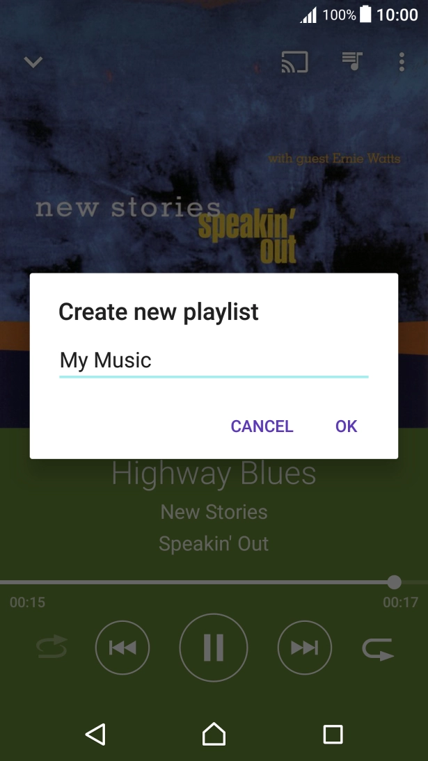 Key in a name for the playlist and press OK.