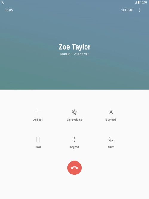 Press the end call icon.